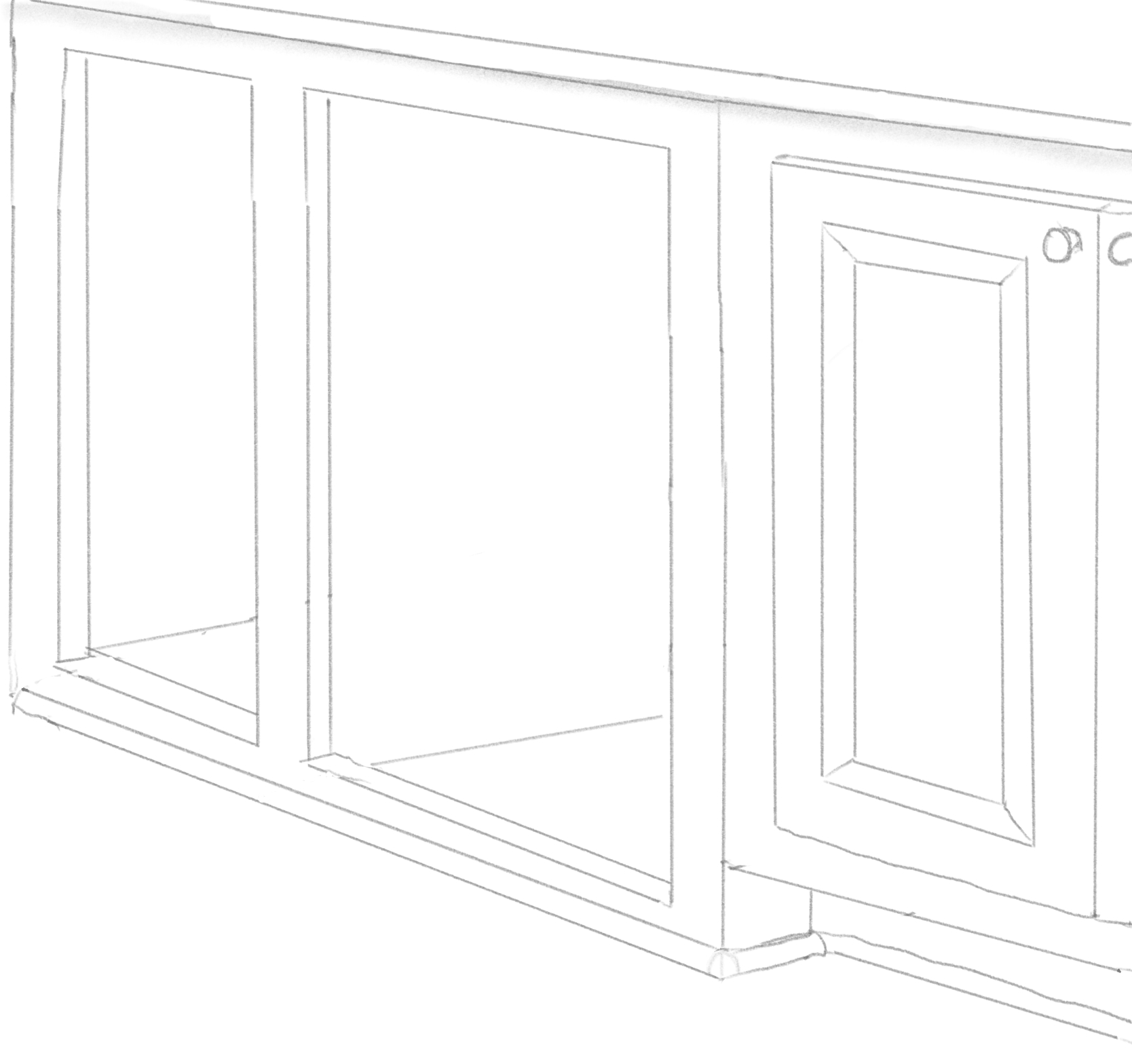 Hand-drawn cabinet sketch