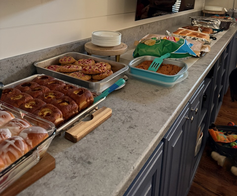 Countertop used as a serving line